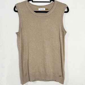 Calvin Klein Shell Sweater Vest Top - Heather Latte‎